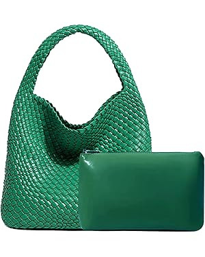 Women Vegan Leather Hand-Woven Tote Handbag Fashion Shoulder Top-handle Bag All-Match Underarm Ba... | Amazon (US)