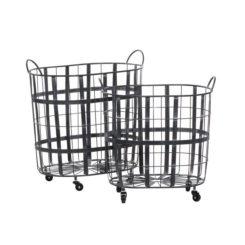 Industrial 2 Piece Metal/Wire Basket Set | Wayfair North America