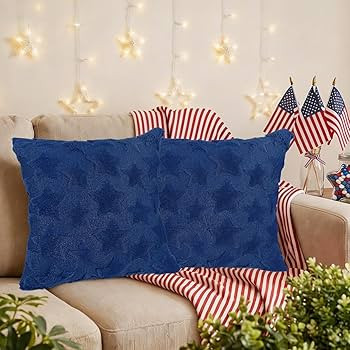 Merrycolor 4th of July Pillow Covers 18x18 inch Set of 2 Blue Independence Day Throw Pillow Cover... | Amazon (US)