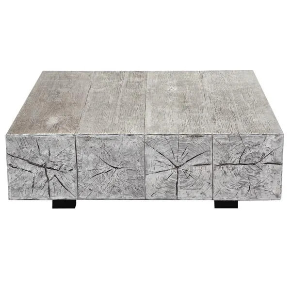 Timber Coffee Table | Silver | Coffee Tables | Z Gallerie | 44"W x 44"D x 14.75"H | resin | Z Gallerie