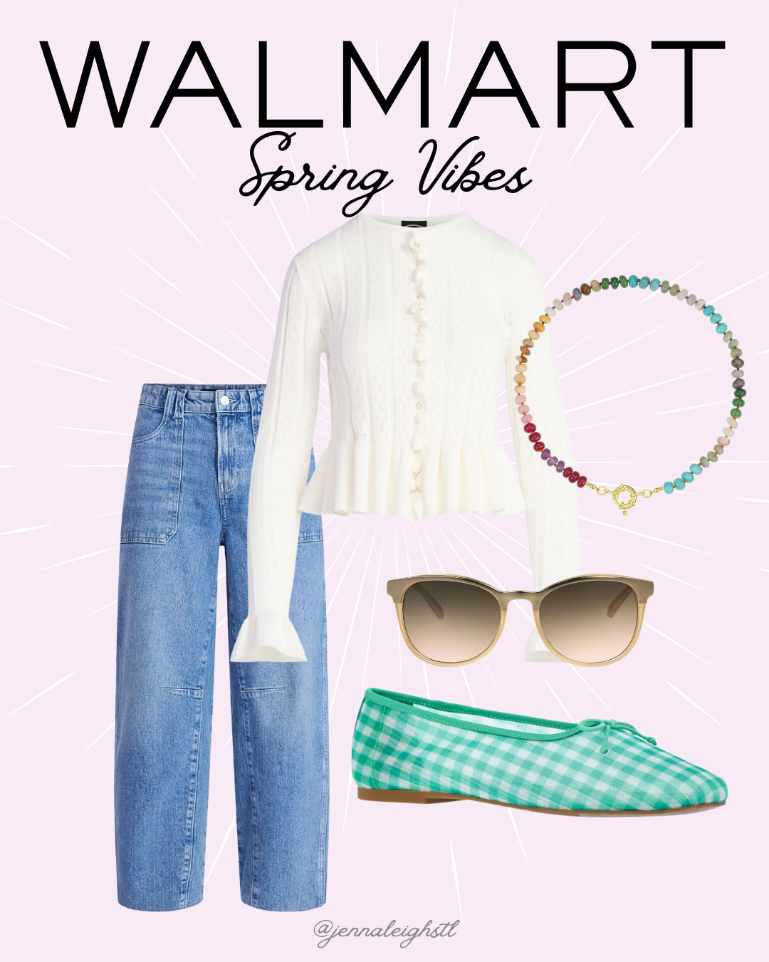 This outfit from Walmart is giving all the spring vibes. A great basic look styled with colorful accessories for an easy seasonal refresh. 

 #LTKSeasonal #LTKMidsize #LTKFindsUnder50