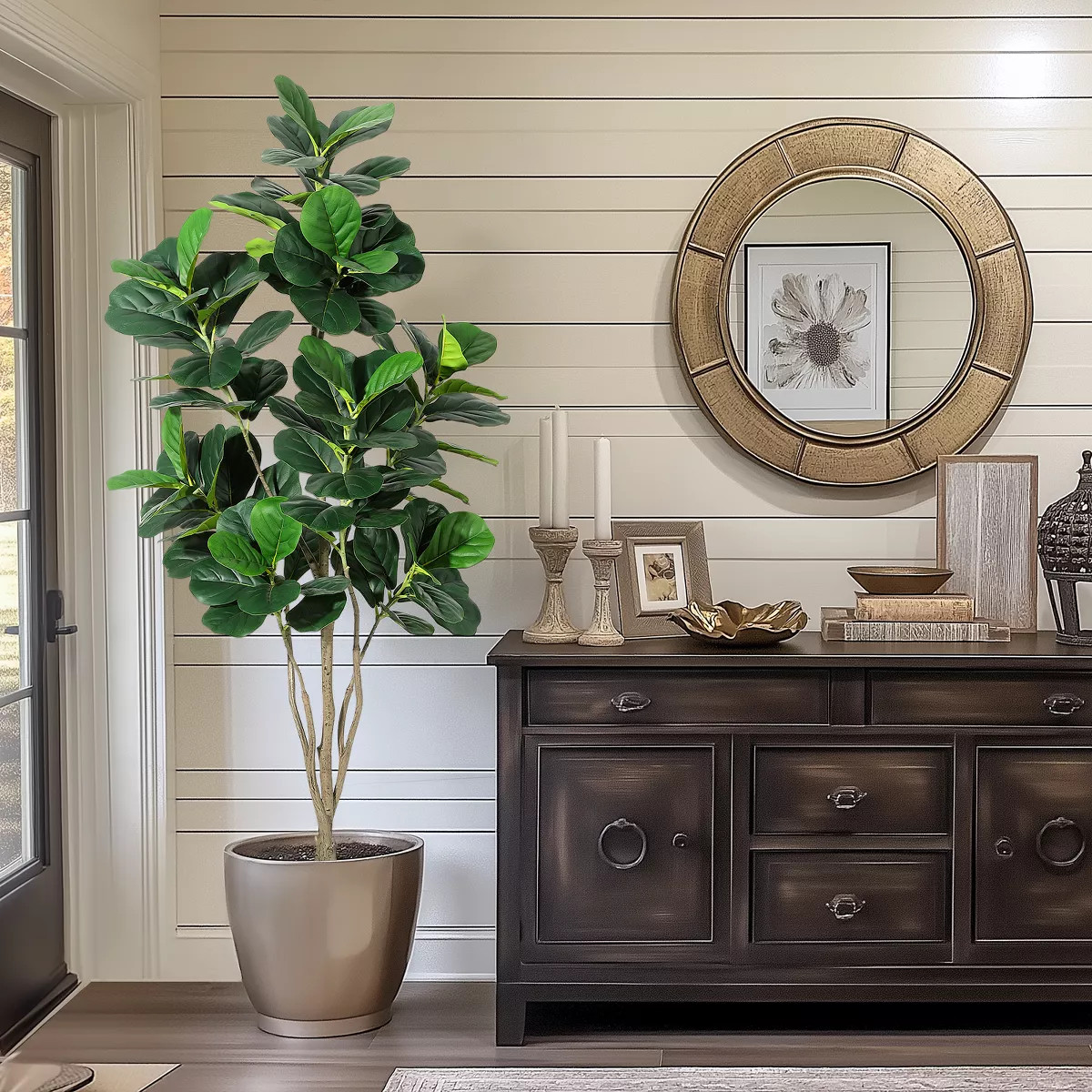 Fiddle Leaf Fig Tree Artificial Plant 6FT Tall Faux Plants Indoor Fake Ficus Lyrata Plant in Pot ... | Target