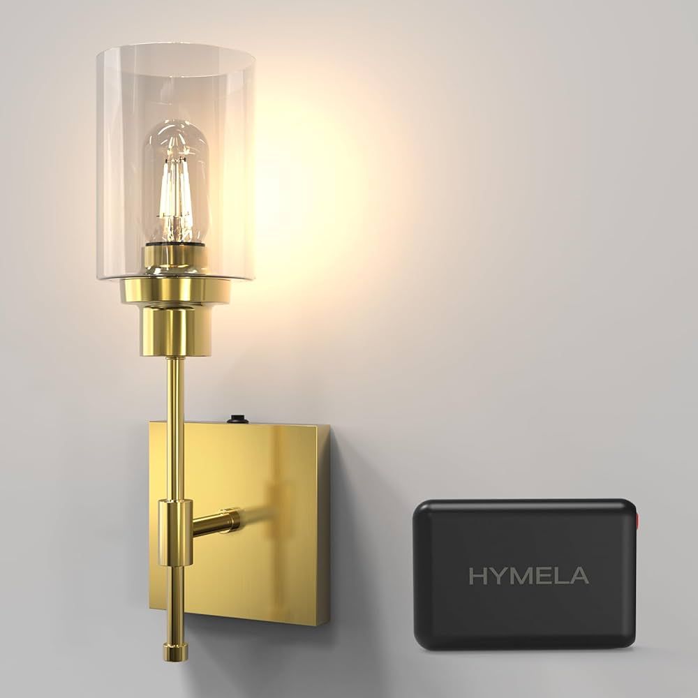 C02 Battery Operated Wall Sconce Brass + 5000mAh Replaceable Battery, Safe Battery Lasts Up to 18... | Amazon (US)