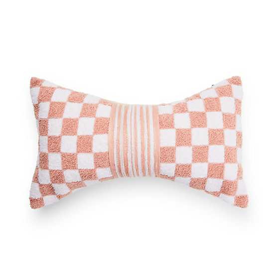 Pink Check Bow Throw Pillow | MacKenzie-Childs