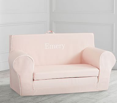 Blush With White Piping Anywhere Sofa Lounger® | Pottery Barn Kids