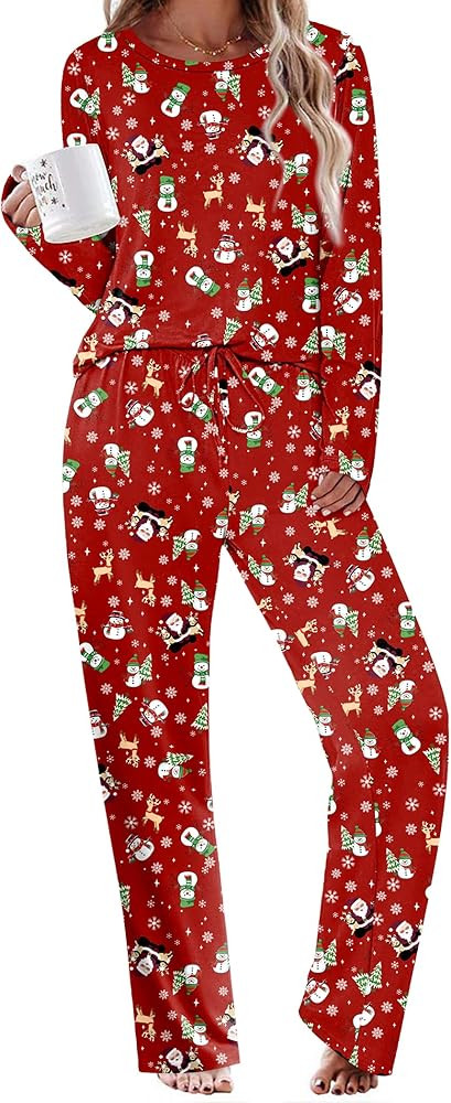 Ekouaer Womens Pajama Sets 2 Piece Sleepwear Fall Pajamas Soft Long Sleeve Pjs Comfy Loungewear S... | Amazon (US)