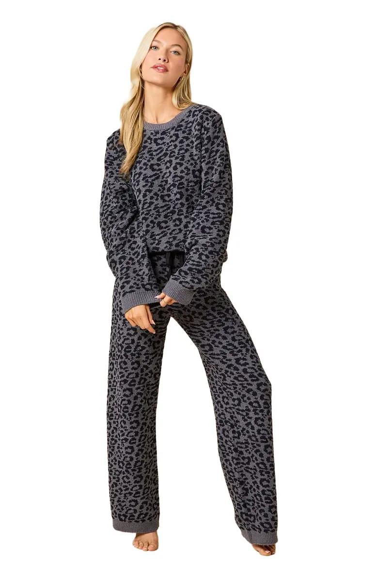 Marshmallow Leopard Crew Neck Lounge Set | Nordstrom