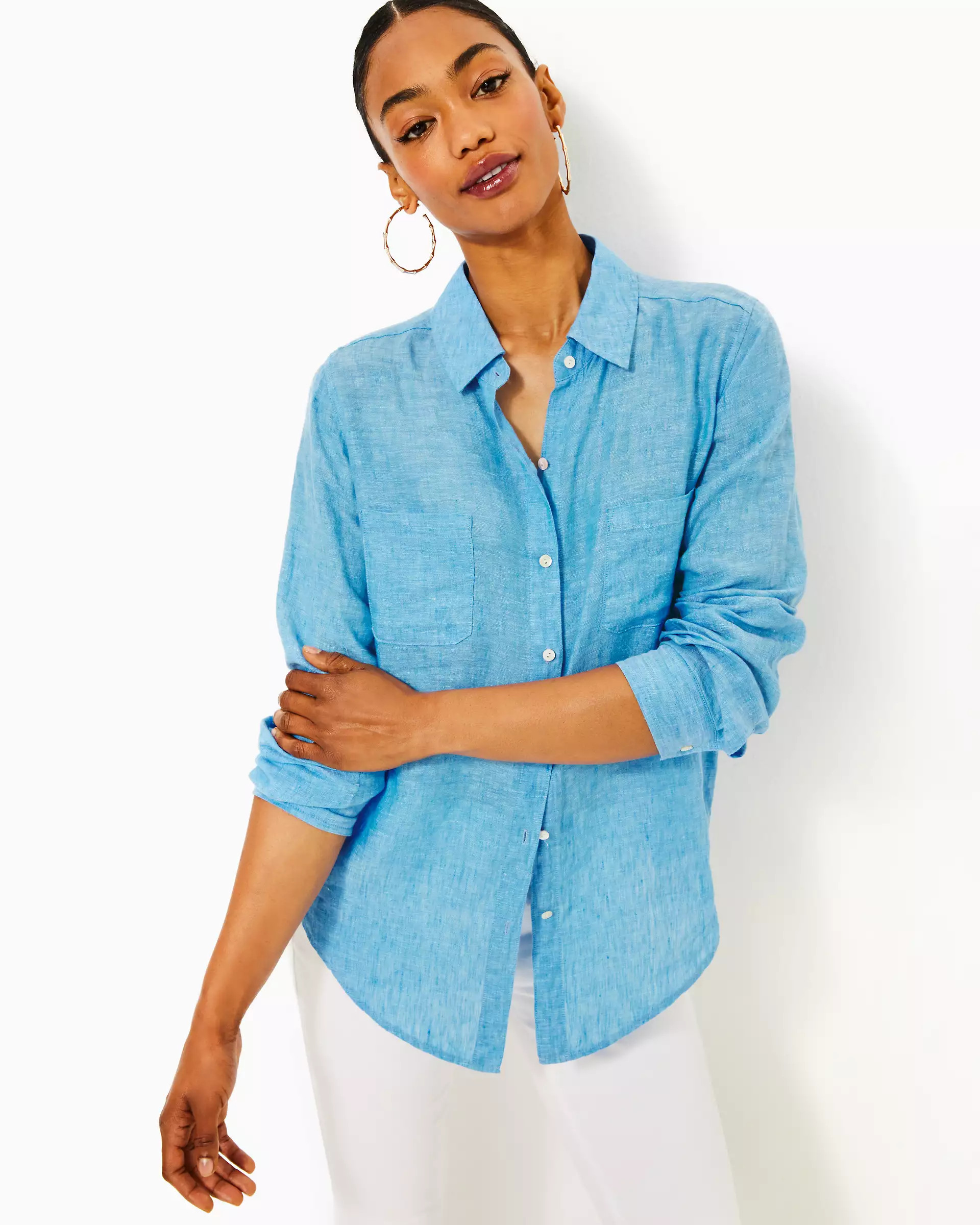 Sea View Linen Button Down Top | Lilly Pulitzer | Lilly Pulitzer