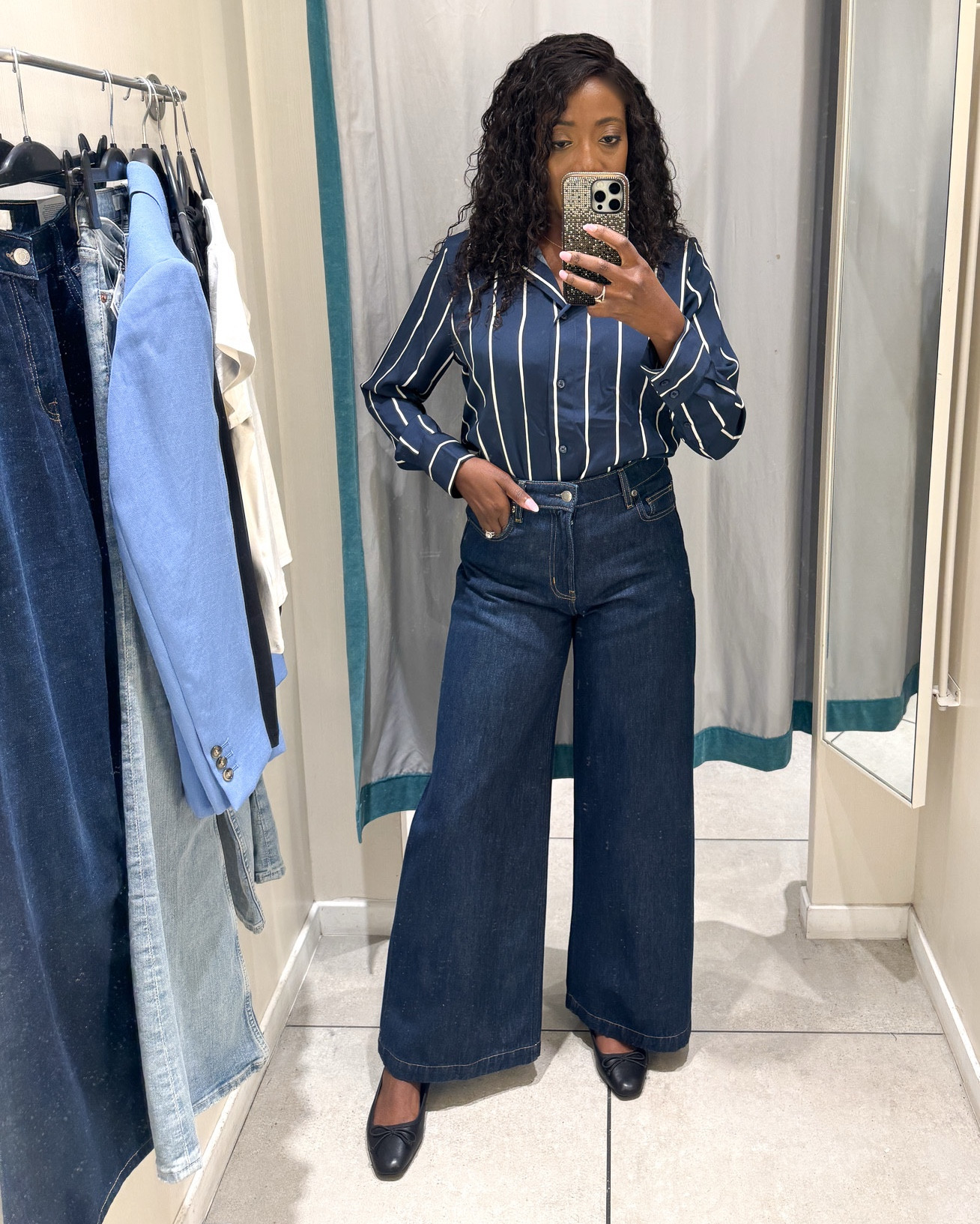 Casual wear to work outfit under $100. 
Stripe Shirt: True to size. Wearing a small. 
Jeans: Runs slightly big. Sized down to a 4 (usually wear 6). 

Wear to Work, Jeans, Business Casual, Ootd, 

#LTKSeasonal #LTKOotd #LTKOver40 

#LTKFindsUnder50 #LTKFindsUnder100 #LTKWorkwear