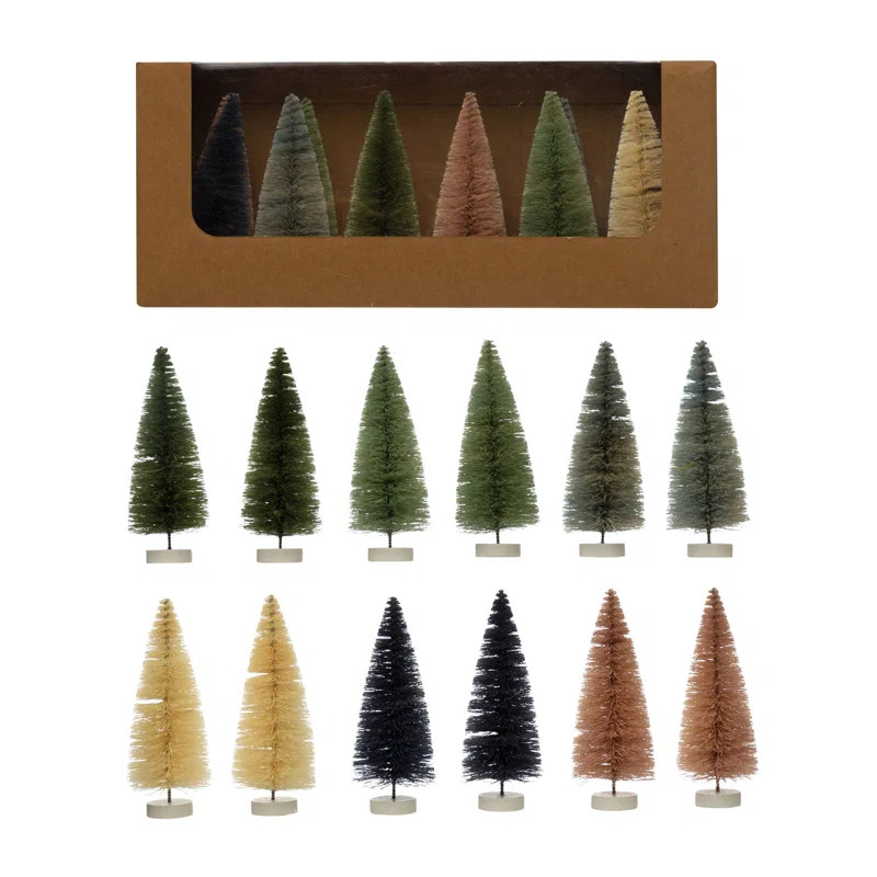 Sisal Bottle Brush Tree With Wood Base (Set of 12) | Wayfair North America
