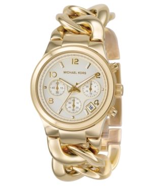 Michael Kors Women's Chronograph Runway Twist Gold Ion-Plated Stainless Steel Bracelet Watch 38mm MK | Macys (US)