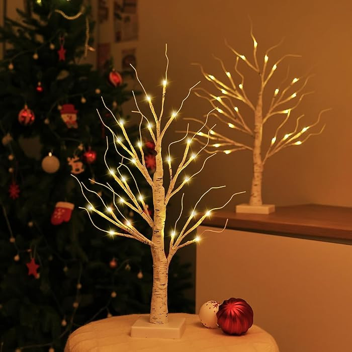 2FT Lighted Birch Tree,Christmas Decorations for Indoor,Table Top Christmas Trees with Lights,Dua... | Amazon (US)