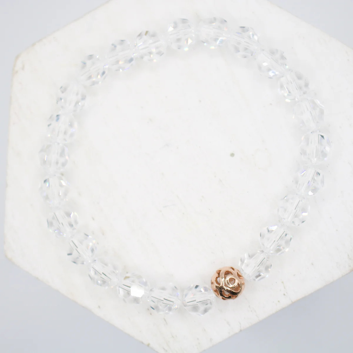 8mm Clear Swarovski Beaded Bracelet | Sparkl