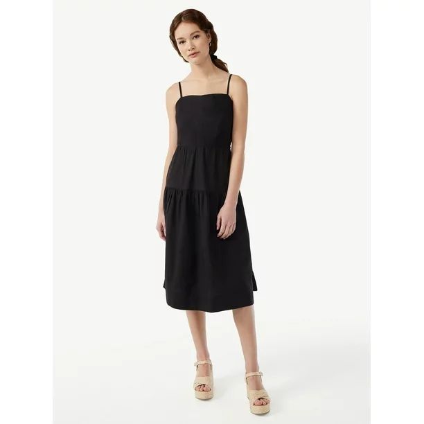 Free Assembly Women's Smocked Midi Dress with Convertible Sleeves - Walmart.com | Walmart (US)