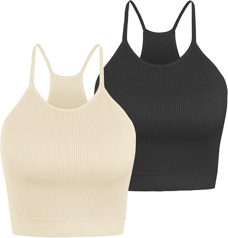 INIBUD Sports Bra for Women High Neck Racerback Workout Tank Tops Padded Built in Longline Bralet... | Amazon (US)