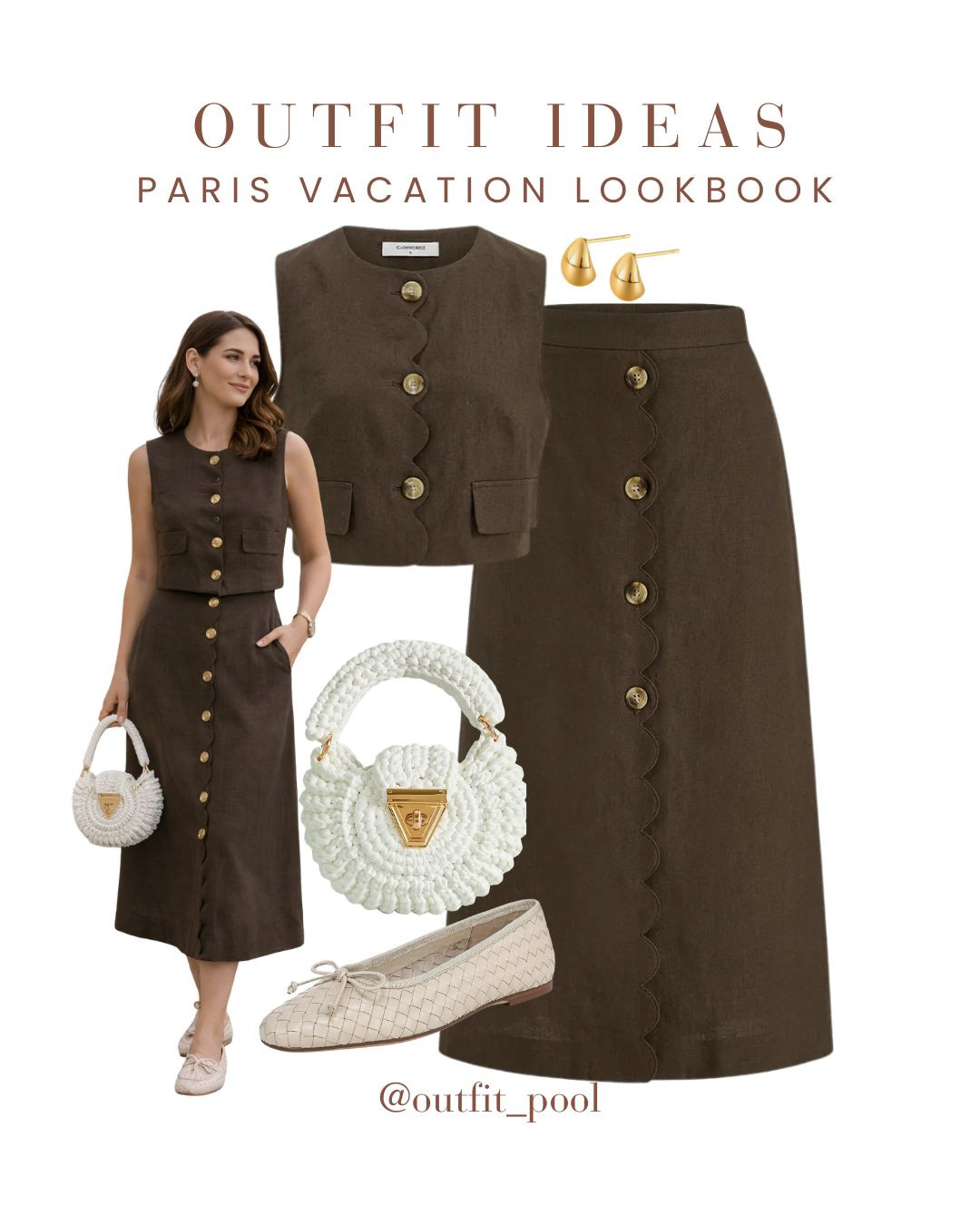 3 chic outfits for a Paris getaway 🇫🇷 Serving effortless Parisian vibes with these Amazon vacation looks — timeless, feminine, and perfect for strolling through the city of love 💫 1️⃣ White polka dot dress — classic, romantic, and very French 🤍 2️⃣ Denim romper — casual, cute, and perfect for exploring 🧺 3️⃣ Brown skirt set — elevated, minimal, and café-ready 🤎☕ Think: chic silhouettes, neutral tones, and outfits that look effortless but put-together 👏 To shop these outfits, check the LTK shop link in bio 🛍️💌 (Paris Vacation Outfits, Paris Outfit Ideas, Parisian Style, French Girl Style, Paris Travel Looks, Europe Vacation Outfits, Chic Travel Style, Effortless Paris Style, Paris Capsule Wardrobe, Minimalist Parisian Fashion, Elegant Travel Outfit, Paris Street Style, Day to Night Travel Outfit, Sophisticated Style, Spring in Paris Outfit, Summer in Paris Outfit, Fall Paris Style, Travel Outfit Inspiration, Paris Style Edit) 

 #LTKgrwm #LTKOver40 #LTKTravel
