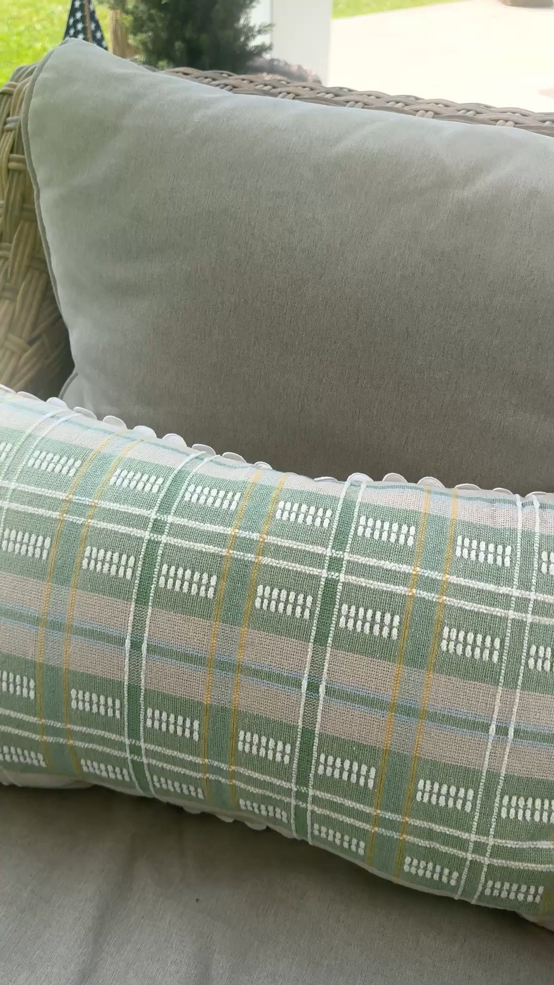 Walmart dropped a new collection and its colors are greens yellow blues and scallops! The perfect mix! This lumbar outdoor pillow is a perfect pop of color for summer without over doing it! 

#LTKHome