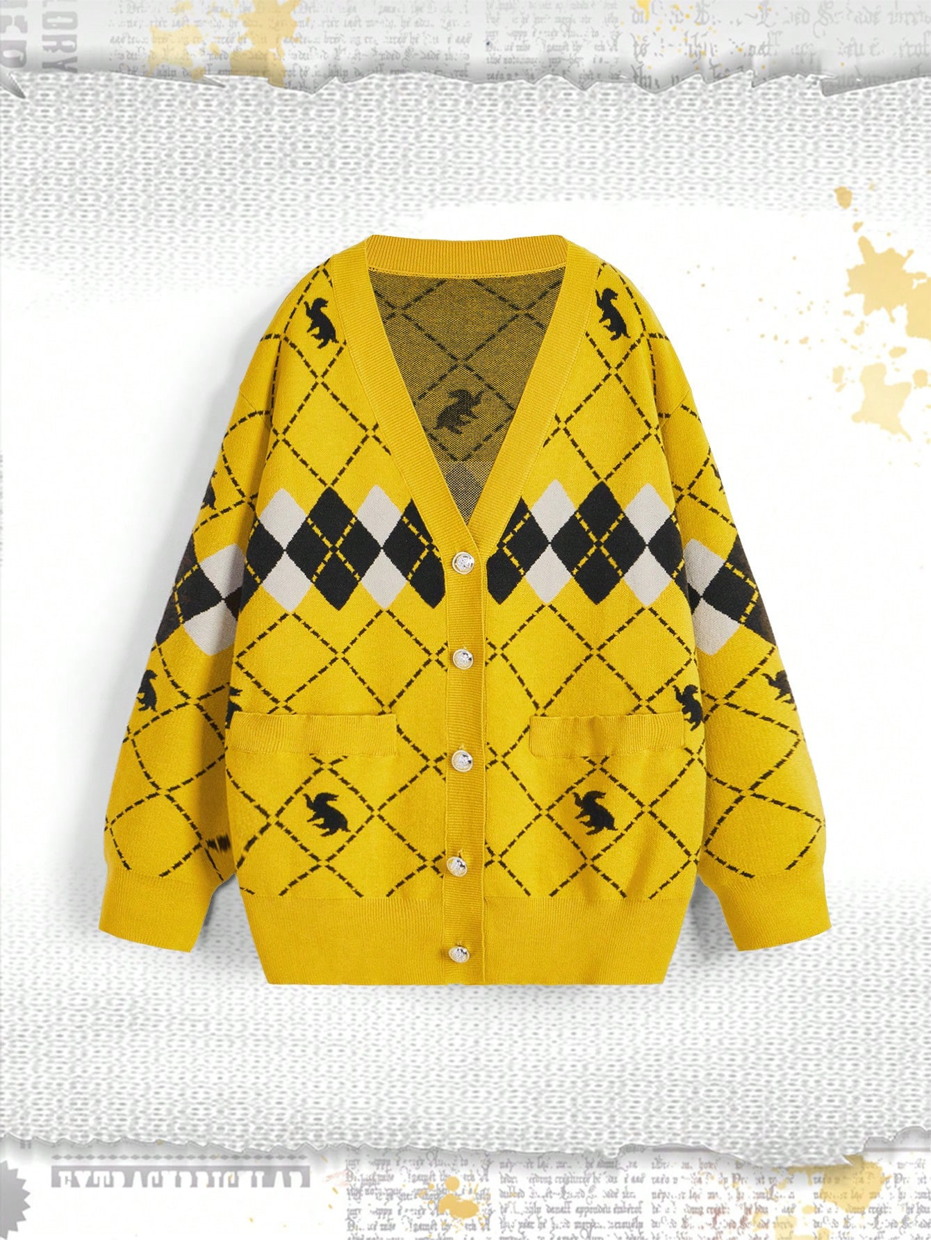 Harry Potter | ROMWE Collegiate Snake Plaid Colorblock Oversized Women Cardigan, Autumn & Winter,... | SHEIN