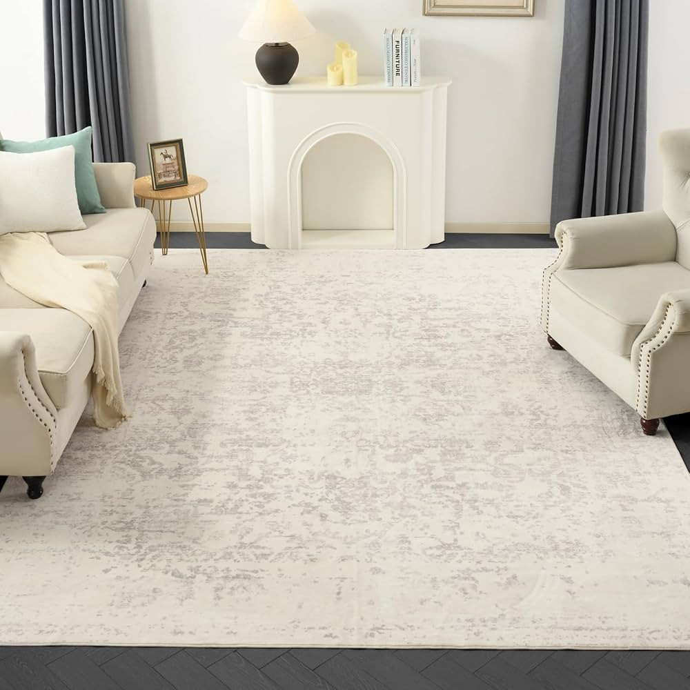 Washable Area Rug for Living Room - Stain Resistant Urtla Thin Rugs with Non Slip Rubber Backing ... | Amazon (US)