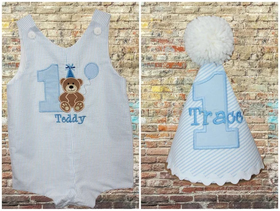 Boys Teddy Bear Birthday Jonboys Birthday Romperteddy Bear - Etsy | Etsy (US)