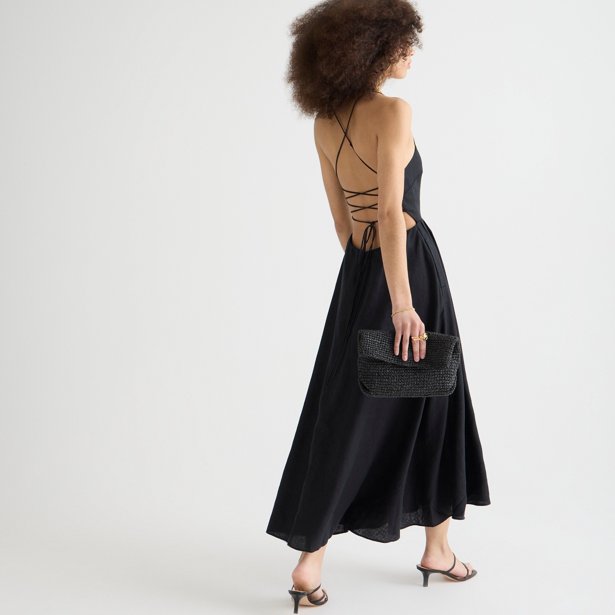 Strappy-back linen midi dress | J. Crew US