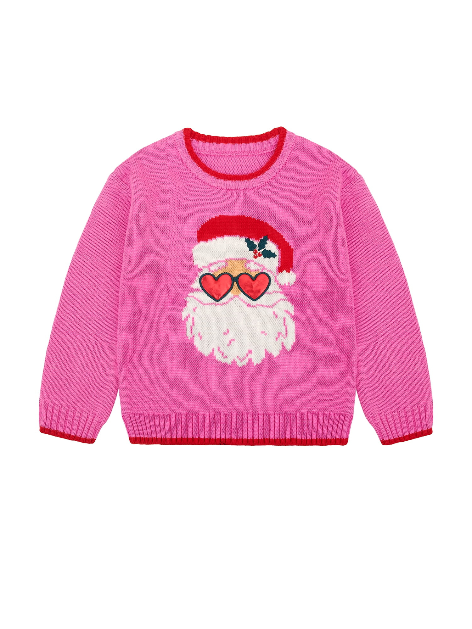 Holiday Time Toddler Girls Santa Christmas Sweater, Sizes 12M-5T | Walmart (US)