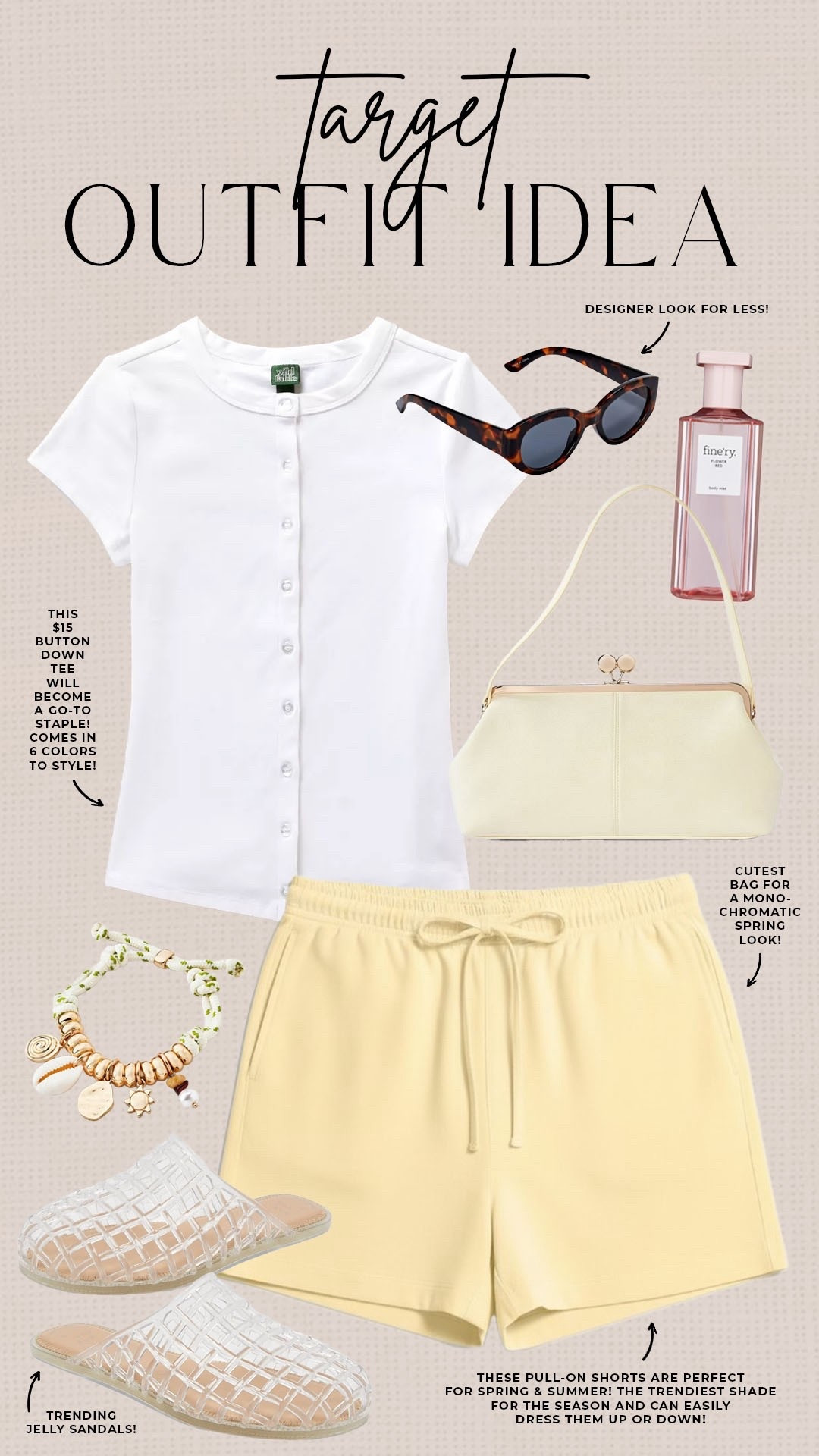 Cure causal spring outfit from Target!

#targetfinds

Target finds. Target fashion. Target new arrivals. Target spring shorts. Target spring handbag. Trending butter yellow for spring. Target basic spring top. Target jelly shoes  

#LTKootd #LTKSeasonal #LTKgrwm