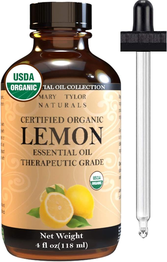Organic Lemon Essential Oil (4 oz), USDA Certified by Mary Tylor Naturals, 100% Pure Essential Oi... | Amazon (US)