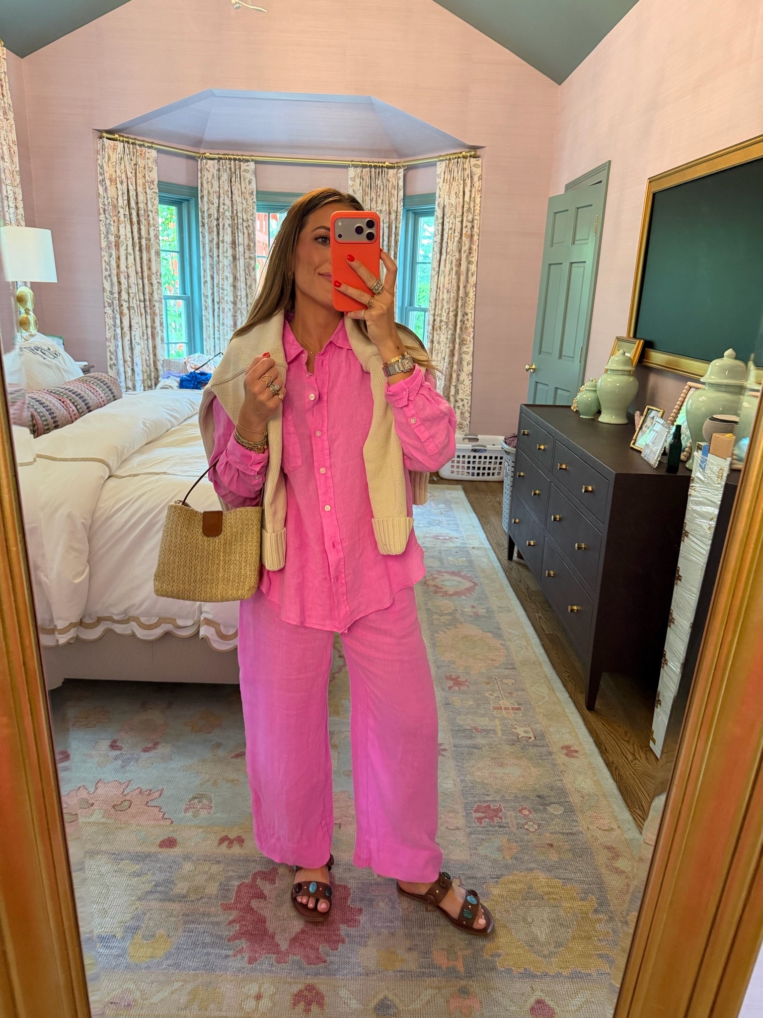 Yesterday’s outfit— wearing petite smalls in the set & a small in the sweater