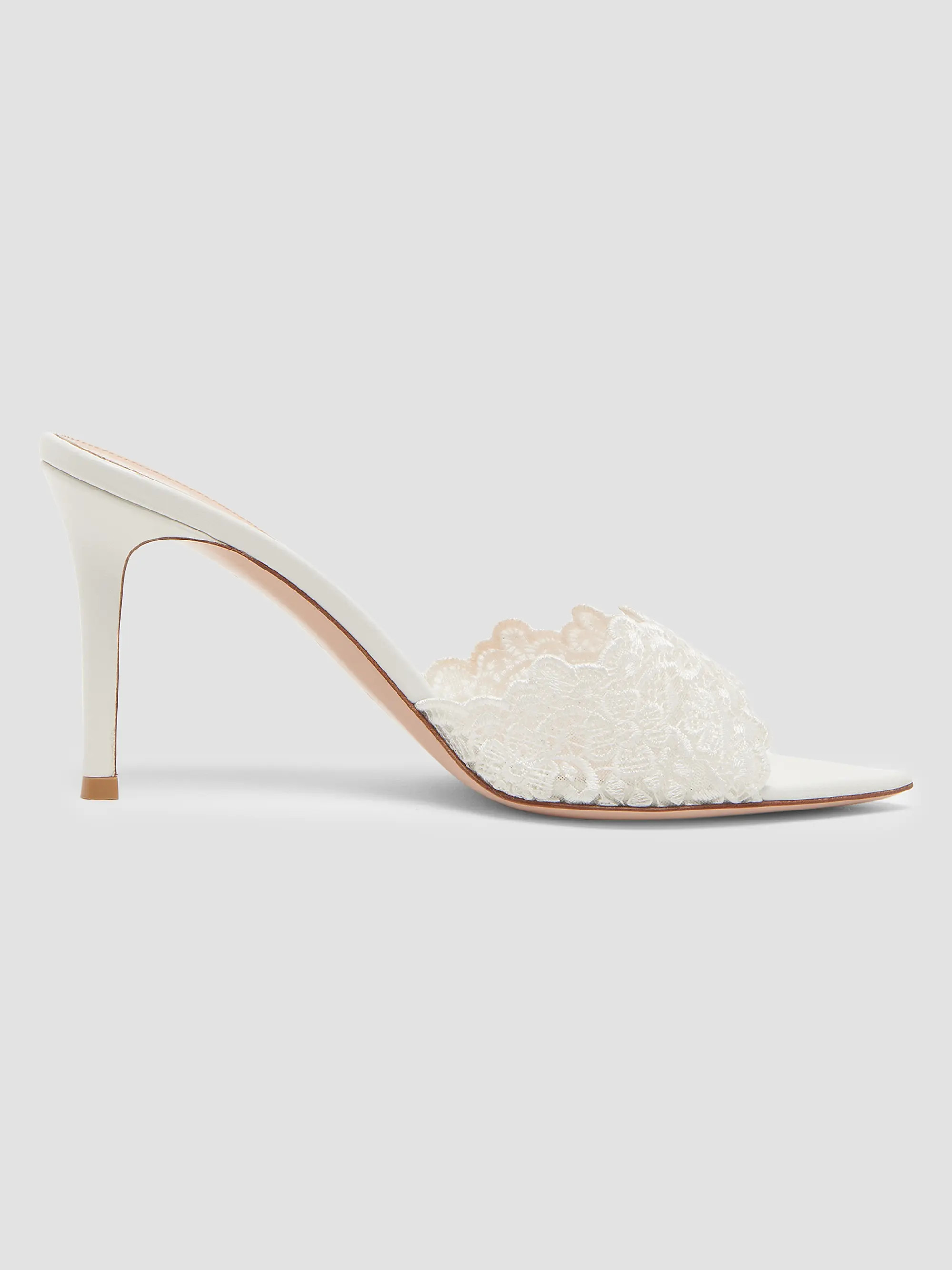 Yvonne 85MM Mesh Lace & Leather Mule Sandals | Saks Fifth Avenue