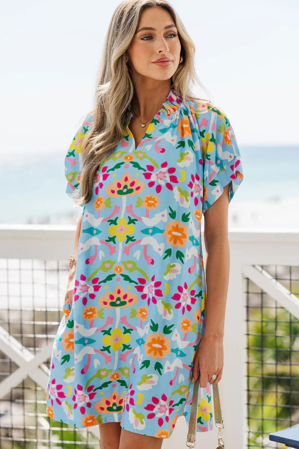 Where The Good Things Are Blue Floral Dress | The Mint Julep Boutique