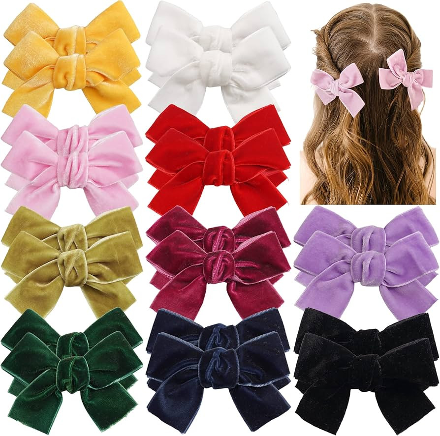 Ayesha Velvet Hair Clips and Barrettes for Toddlers - 20pcs Christmas Hair Accessories with Hair ... | Amazon (US)