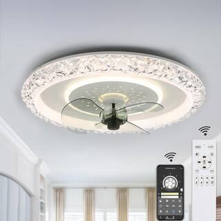 Bella Depot 20 in Indoor Crystal White Ceiling Fan with Integrated LED Light 6-Speed Low Profile Fan | The Home Depot