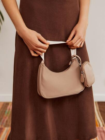 MOTF PREMIUM Minimalistische Baguettetasche mit Geldbörse | SHEIN