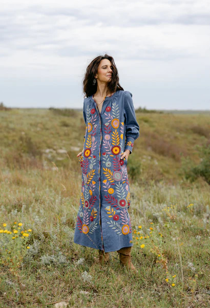 Martina Azul y Multicolor Midi Dress | Mi Golondrina