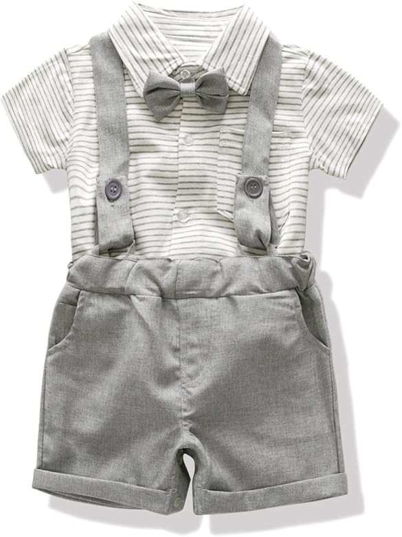 FERENYI US Baby Boys Bowtie Gentleman Romper Jumpsuit Overalls Rompers | Amazon (US)