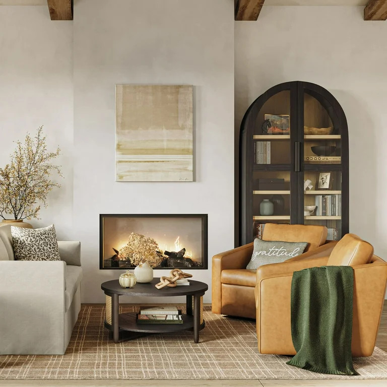 Better Homes & Gardens Steele Swivel Accent Chair, Camel Faux Leather - Walmart.com | Walmart (US)