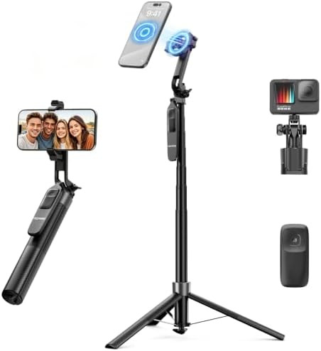 TechRise 71" Phone Tripod, Magsafe Selfie Stick, Remote, 1s Open & Close | MagSafe Magnetic + Cla... | Amazon (US)