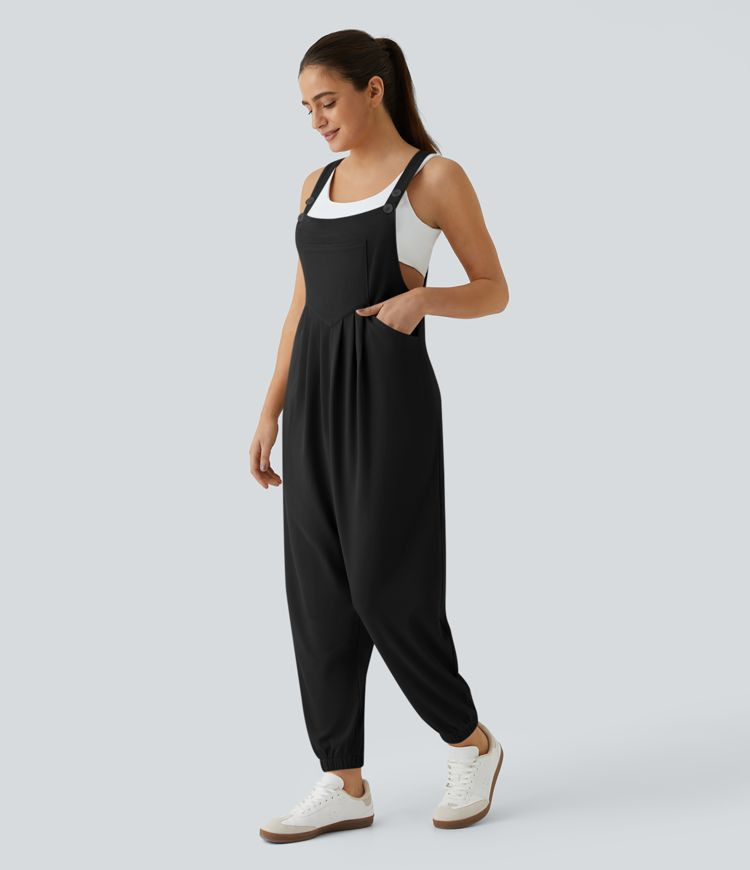 Pockets Waffle Casual Jogger Overalls | HALARA