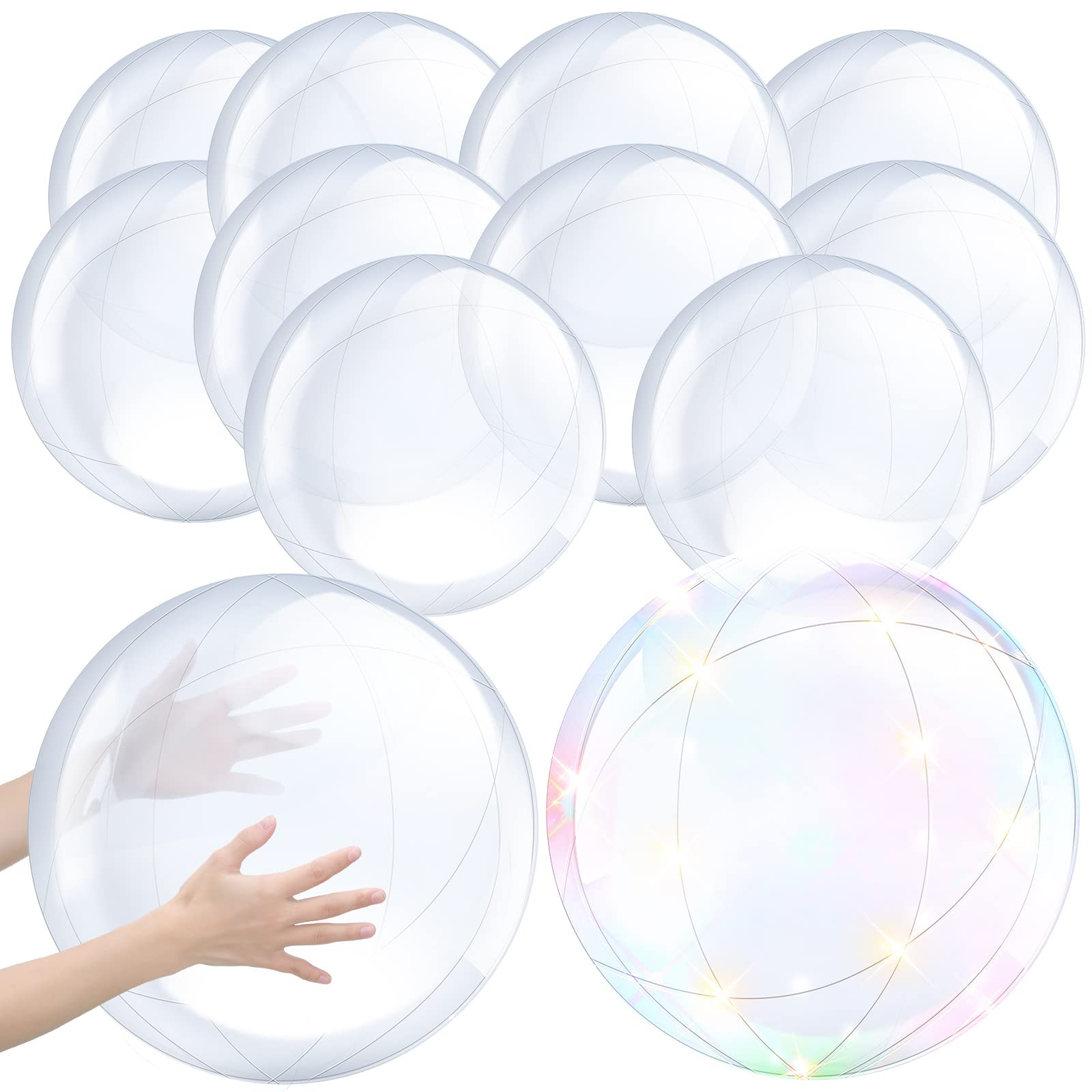 Hungdao12 Pieces Inflatable Clear Beach Ball Bulk 16 Inch 24 Inch Transparent Swimming Pool Bubble Ball for Ocean Under The Sea Hawaii Summer Luau Party DIY Favors | Amazon (US)