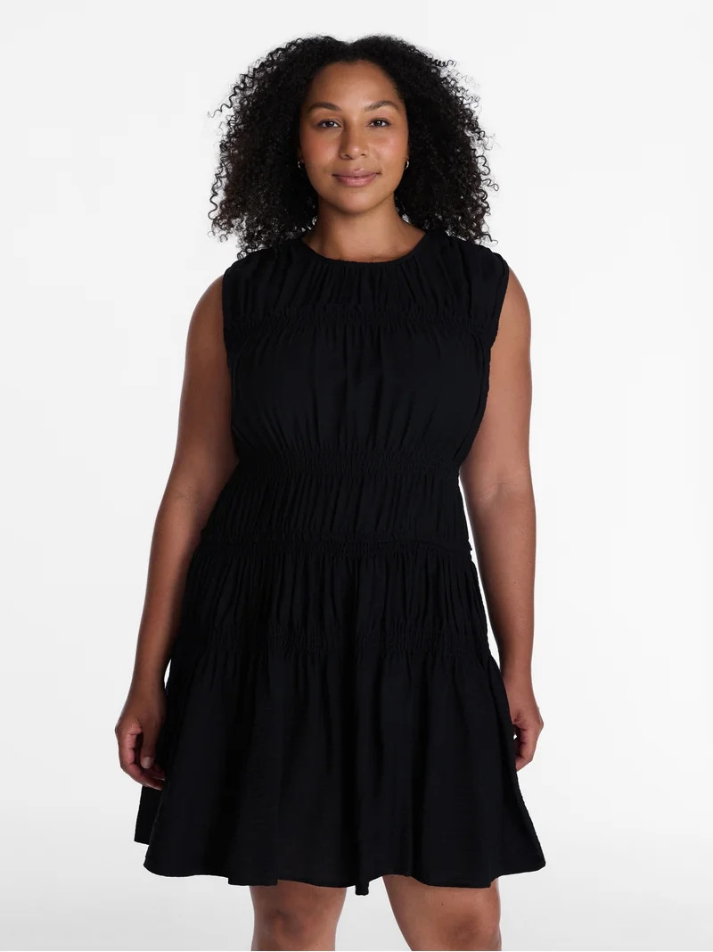 Time and Tru Women's Smocked Sleeveless Mini Dress, Sizes XS-XXXL | Walmart (US)