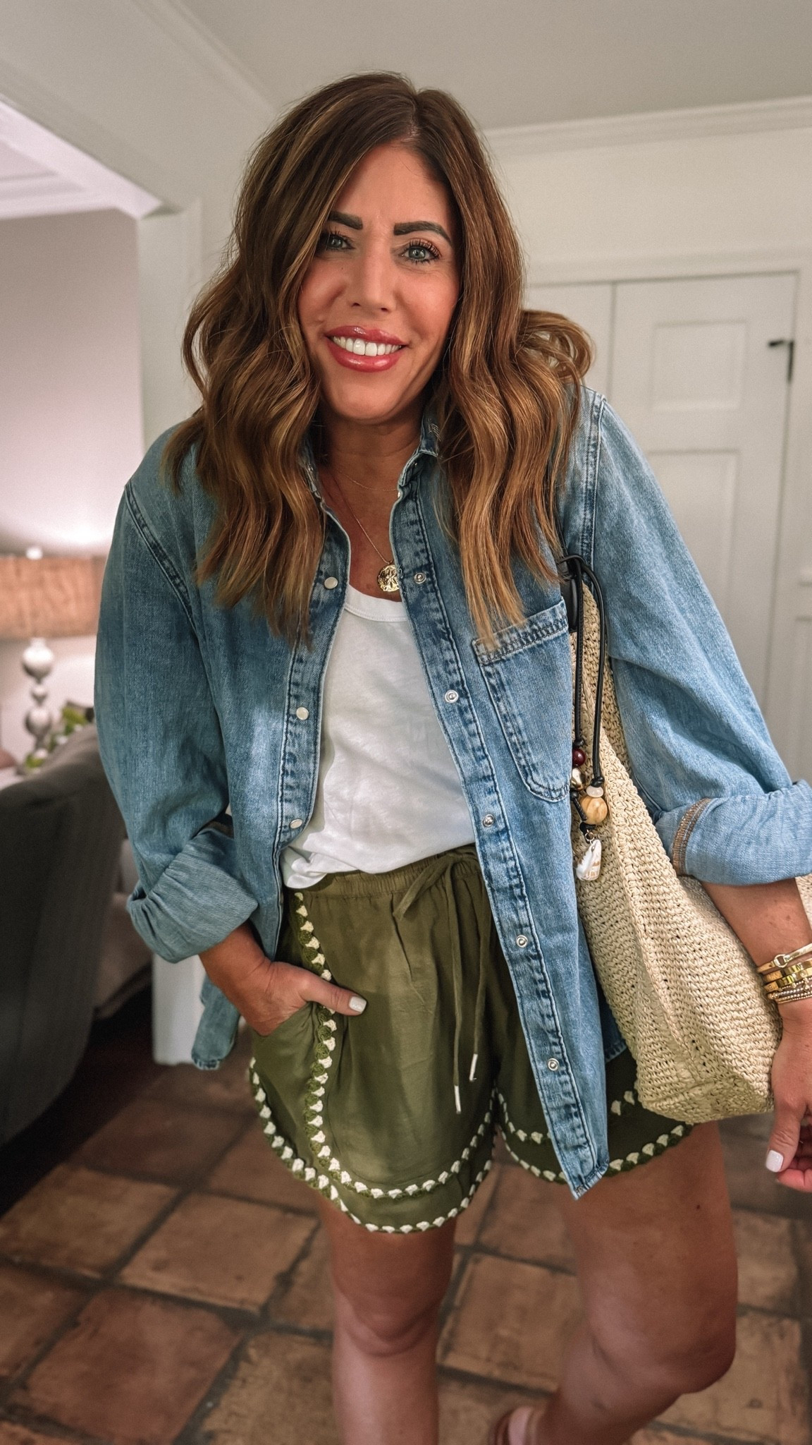Obsessed with this cute little outfit from @Target 

Medium in the shorts
Large in the denim shirt
Tank is a medium

#LTKootd #LTKOver40 #LTKSaleAlert