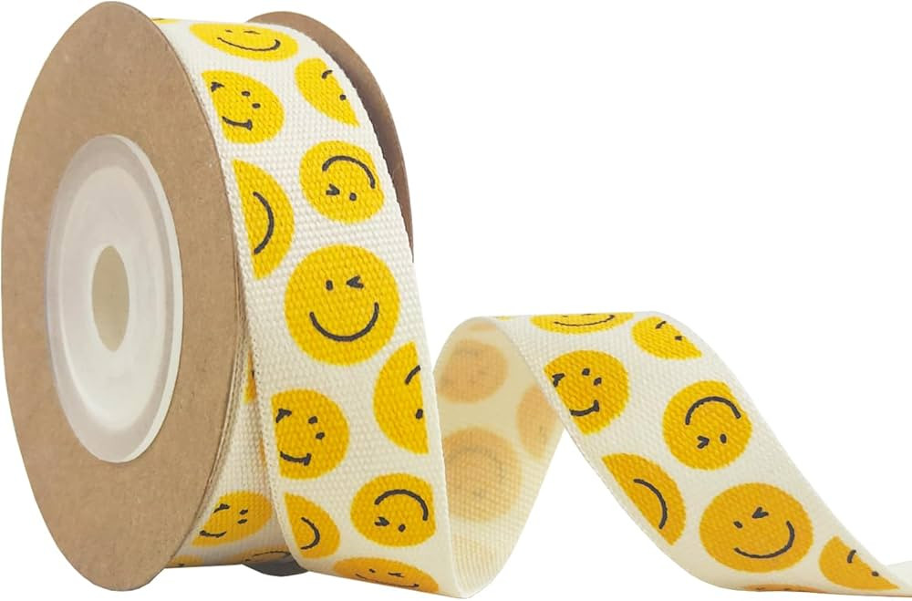 5/8" Smiley Face Ribbon Yellow Smile Craft Satin Ribbon for Gift Wrapping Birthday Party Decorati... | Amazon (US)