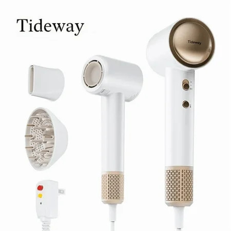Tideway M02 High-Speed Hair Dryer with Diffuser, 110,000 RPM Brushless Motor, Ionic Care, 4 Heat Settings, Smart Thermo Control, Gold, Ergonomic Grip | Walmart (US)