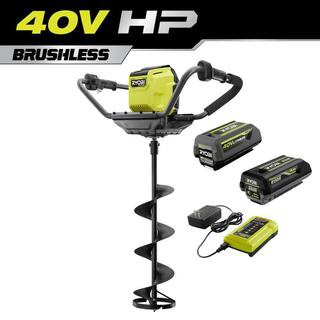 RYOBI 40V HP Brushless Cordless Earth Auger Powerhead with 8 in. Bit with 4.0 Ah Battery, 4.0 Ah ... | The Home Depot