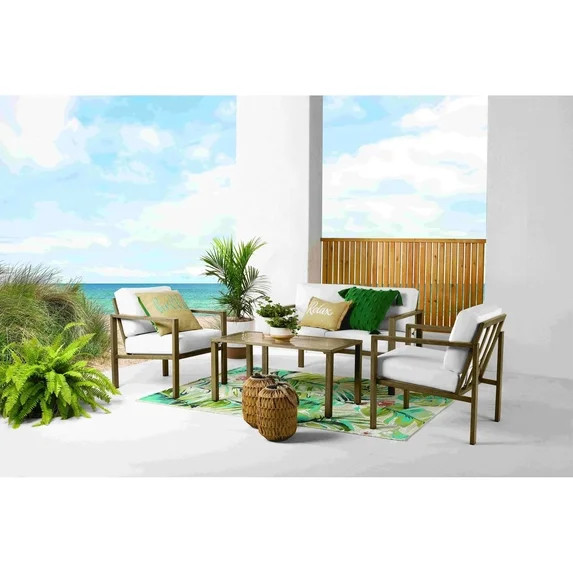 Mainstays Dashwood 4-Piece Outdoor Patio Conversation Set, Seats 4, Creme | Walmart (US)