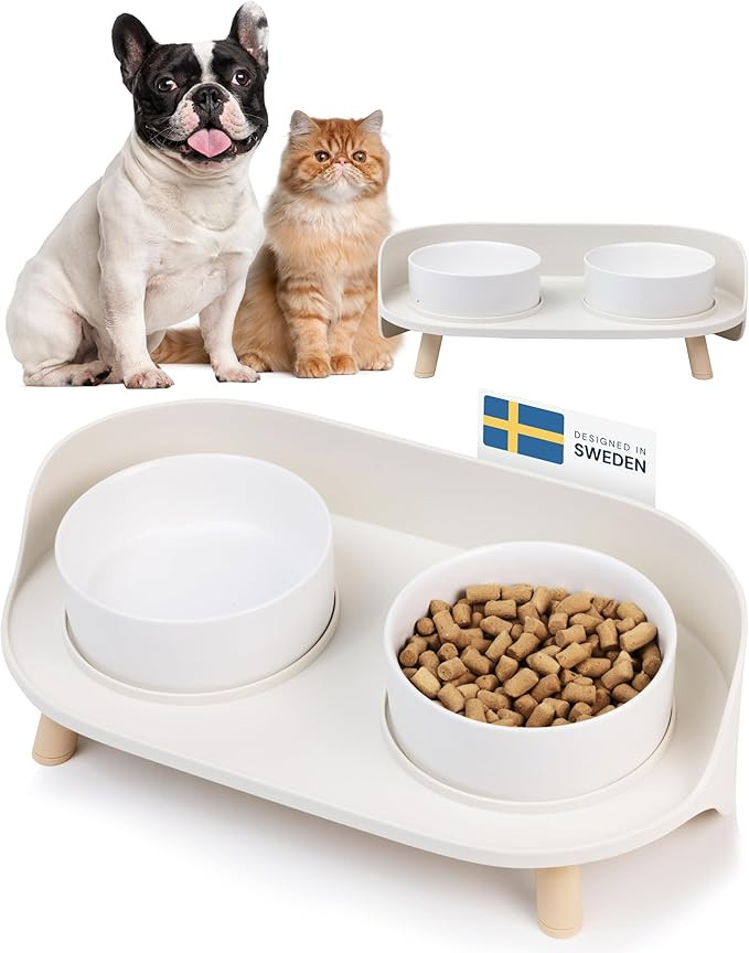 MalsiPree Elevated Ceramic Dog & Cat Bowls Set, Raised Stand for Small Dogs & All Sized Cats, San... | Amazon (US)