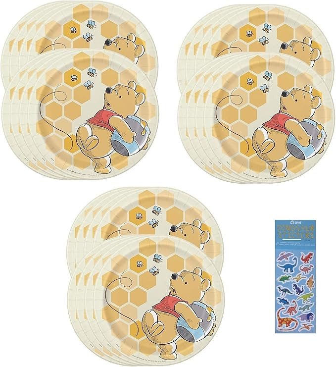 Unique Winnie the Pooh Birthday Baby Shower Party Supplies Bundle Pack includes Lunch Paper Plate... | Amazon (US)