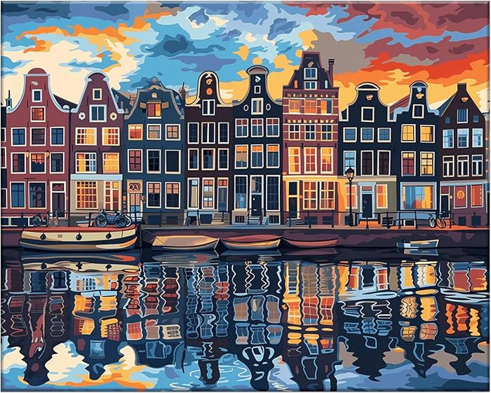 Number Artist Amsterdam Simplicity Paint by Numbers Kit for Adults Beginner \u2013 DIY Acrylic Pa... | Amazon (US)