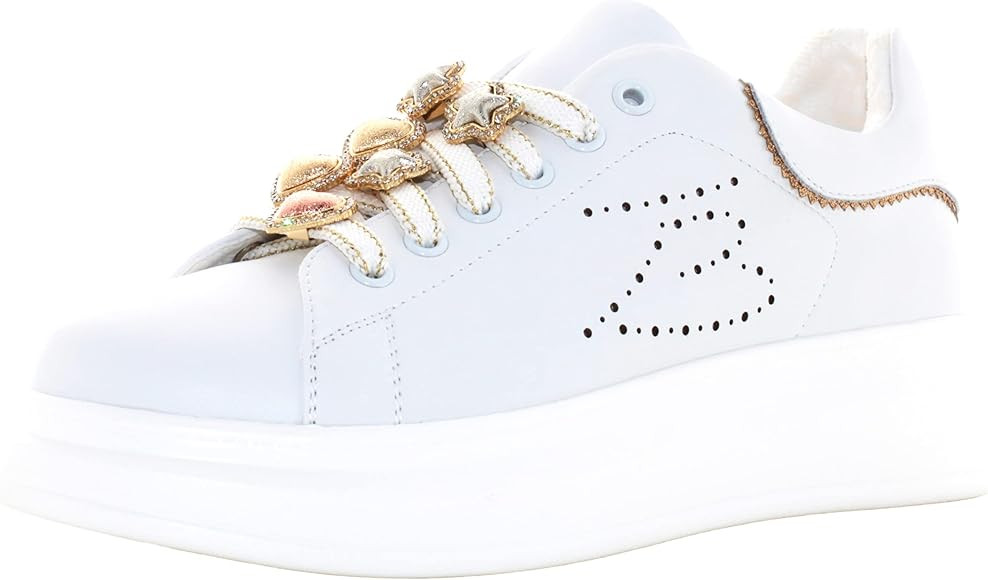 Tosca Blu Sneakers S005 Aplicaciones Cuero Genuino Tacón 4 cm Zapatos Mujer Made in Italy | Amazon (ES)